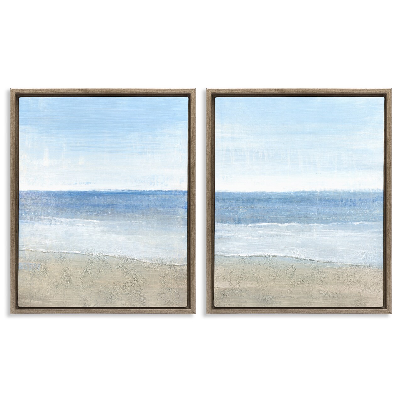 Stupell Industries Coastal Seafoam Beach Waves Framed Floater Canvas Wall Art